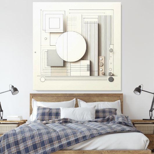 Layered Neutral Circle Grid Canvas Afdruk (Insitu (Slaapkamer))