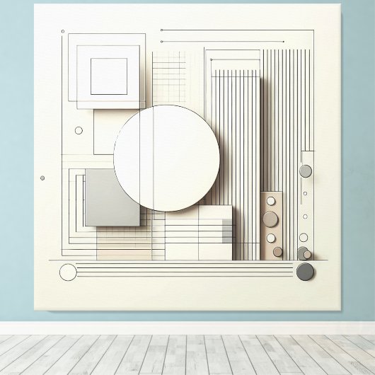 Layered Neutral Circle Grid Canvas Afdruk (Insitu (Houten vloer))