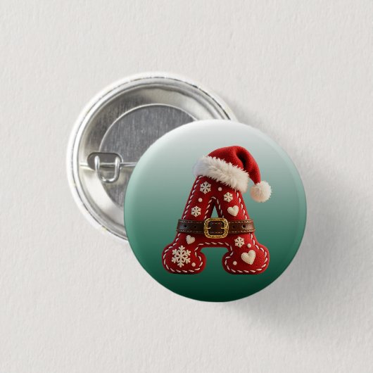 Layered Pastel Gold Trim Letter A Ronde Button 3,2 Cm (Voorkant /achterkant)