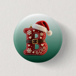 Layered Pastel Gold Trim Letter B Ronde Button 3,2 Cm