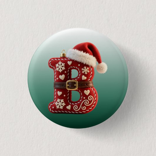 Layered Pastel Gold Trim Letter B Ronde Button 3,2 Cm (Voorkant)