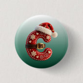 Layered Pastel Gold Trim Letter C Ronde Button 3,2 Cm (Voorkant)