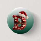 Layered Pastel Gold Trim Letter D Ronde Button 3,2 Cm (Voorkant)