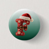 Layered Pastel Gold Trim Letter F Ronde Button 3,2 Cm (Voorkant)