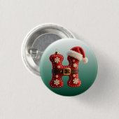 Layered Pastel Gold Trim Letter H Ronde Button 3,2 Cm (Voorkant /achterkant)