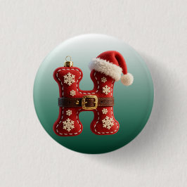 Layered Pastel Gold Trim Letter H Ronde Button 3,2 Cm