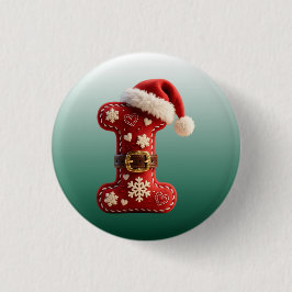 Layered Pastel Gold Trim Letter I Ronde Button 3,2 Cm