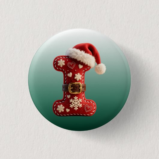 Layered Pastel Gold Trim Letter I Ronde Button 3,2 Cm (Voorkant)