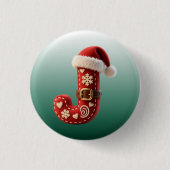 Layered Pastel Gold Trim Letter J Ronde Button 3,2 Cm (Voorkant)