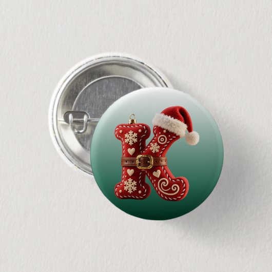 Layered Pastel Gold Trim Letter K Ronde Button 3,2 Cm (Voorkant /achterkant)