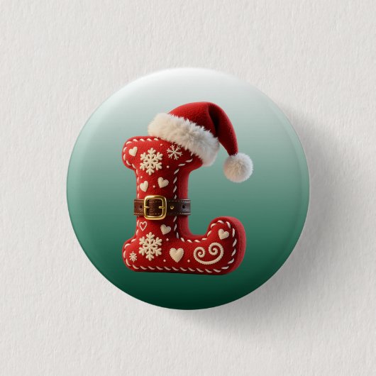 Layered Pastel Gold Trim Letter L Ronde Button 3,2 Cm (Voorkant)