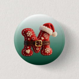 Layered Pastel Gold Trim Letter M Ronde Button 3,2 Cm