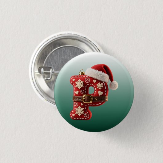 Layered Pastel Gold Trim Letter P Ronde Button 3,2 Cm (Voorkant /achterkant)