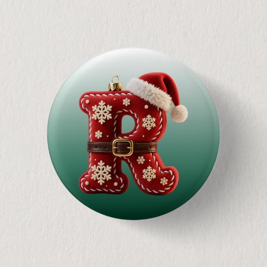 Layered Pastel Gold Trim Letter R Ronde Button 3,2 Cm (Voorkant)