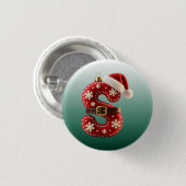 Layered Pastel Gold Trim Letter S Ronde Button 3,2 Cm (Voorkant /achterkant)