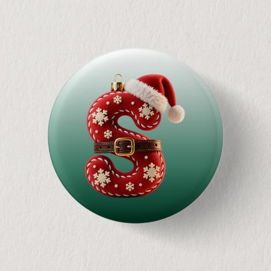 Layered Pastel Gold Trim Letter S Ronde Button 3,2 Cm (Voorkant)