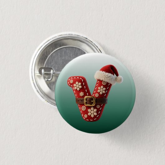 Layered Pastel Gold Trim Letter V Ronde Button 3,2 Cm (Voorkant /achterkant)