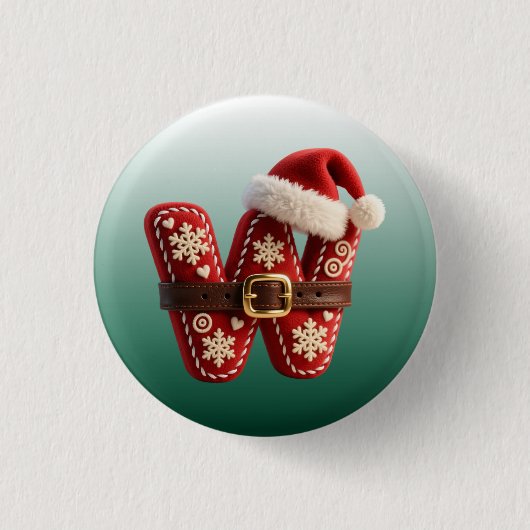 Layered Pastel Gold Trim Letter W Ronde Button 3,2 Cm (Voorkant)