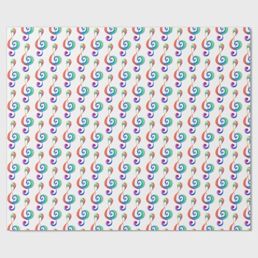 Layered rainbow treble clef cadeaupapier (Vlak)
