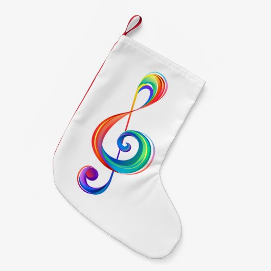 Layered rainbow treble clef kleine kerstsok (Voorkant (Hangend))