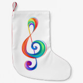 Layered rainbow treble clef kleine kerstsok (Voorkant)