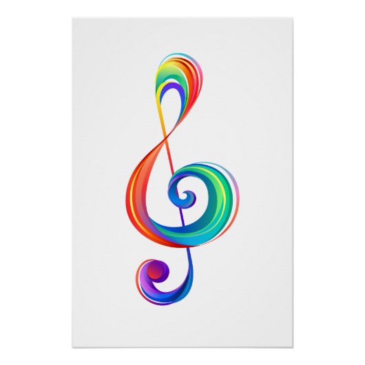 Layered rainbow treble clef perfect poster (Voorkant)