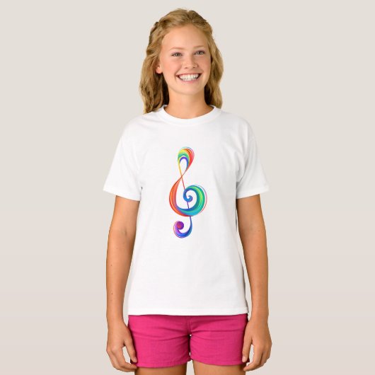 Layered rainbow treble clef t-shirt (Voorkant volledig)