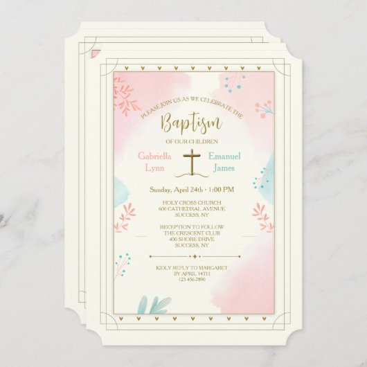 Layered Religious Pink and Blue Kaart (Voorkant / Achterkant)