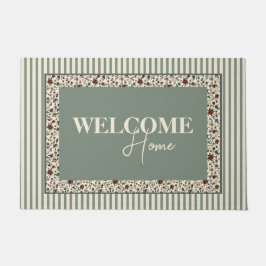 Layered Stripe Vintage Floral Doormat Rug Deurmat