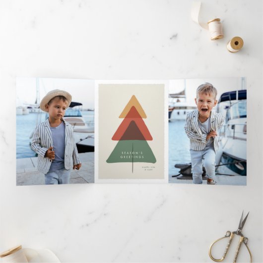 Layered Tree - Groeten van het seizoen Drieluik Wenskaart (Binnen)