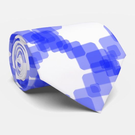 Layered True Blue Squared On White Pattern         Stropdas (Opgerold)