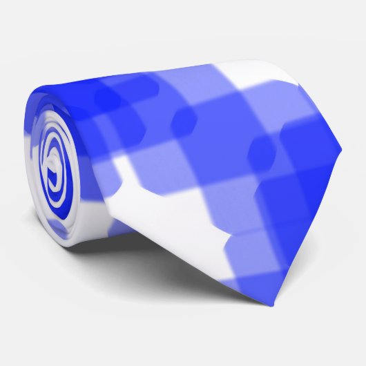 Layered True Blue Squared On White Pattern         Stropdas (Opgerold)