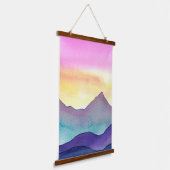 Layered Watercolor Mountains Hangend Wandkleed (Gebogen)