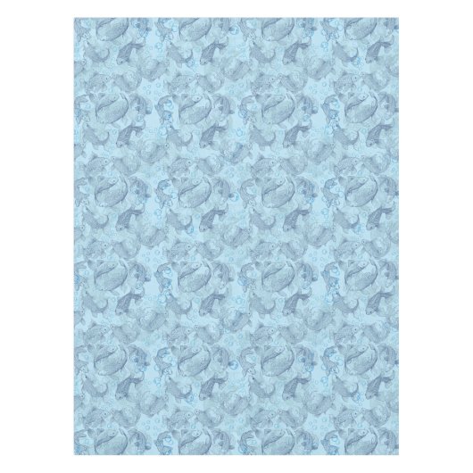 Layering Vissen Patroon 02.Donkerblauw.b L Blauw B Tafelkleed (Voorkant)