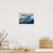 Layers of Serenity: Foggy Mountains bij zonsopgang Poster (Keuken)