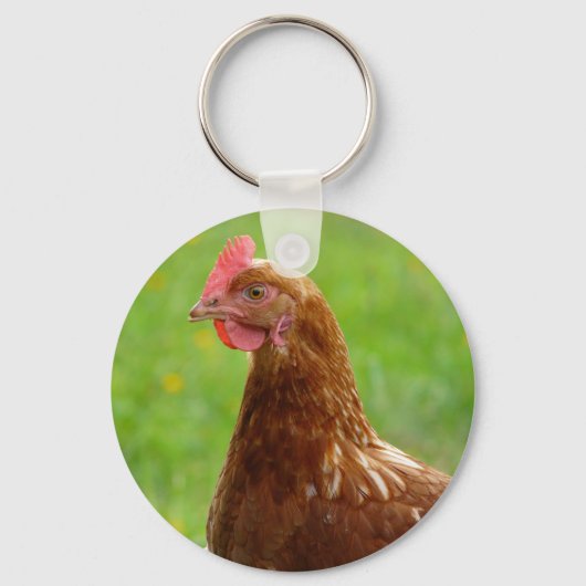 Laying Hen Rhode Island Red Chicken Sleutelhanger (Voorkant)