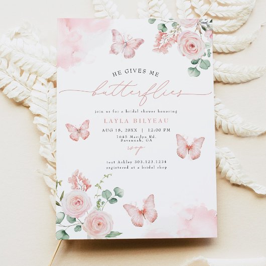 LAYLA Blush Hij geeft me vlinders Vrijgezellenfees Kaart