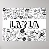 'LAYLA' Color-it-Yourself-contourontwerp Poster (Voorkant)