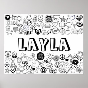 'LAYLA' Color-it-Yourself-contourontwerp Poster