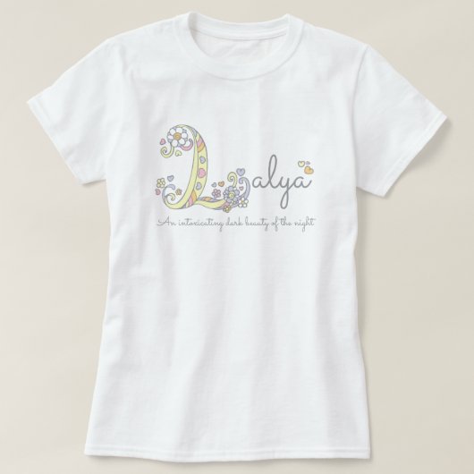 Layla meisjes noemen L monogram harten T-shirt (Design voorkant)