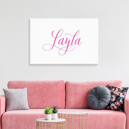 Layla - moderne kalligrafie naam ontwerp canvas afdruk (Insitu (Woonkamer))