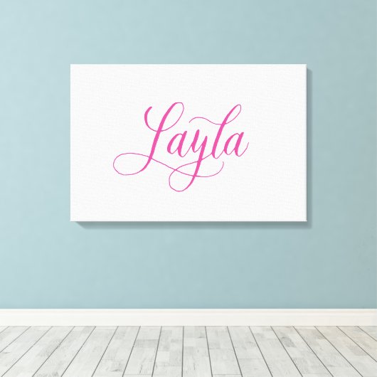 Layla - moderne kalligrafie naam ontwerp canvas afdruk (Insitu (Houten vloer))