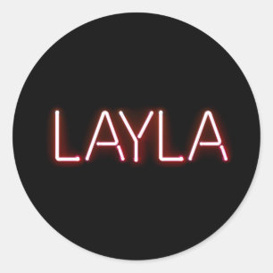 Layla naam in gloeiende neonverlichting nieuwheid ronde sticker