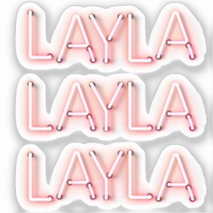 Layla naam in gloeiende neonverlichting x3 sticker