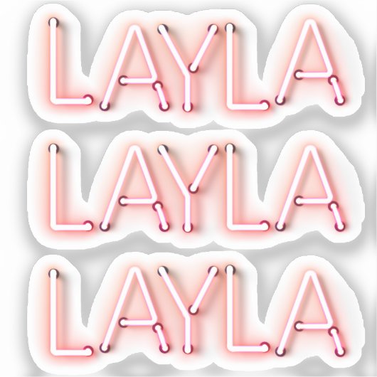 Layla naam in gloeiende neonverlichting x3 sticker (Voorkant)