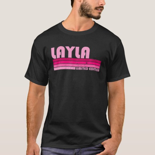 LAYLA Name Personalized Retro 80S 90S Birt T-shirt (Voorkant)