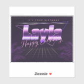 Layla Name Vorname lila retro Sticker Geburtstag (Vel)