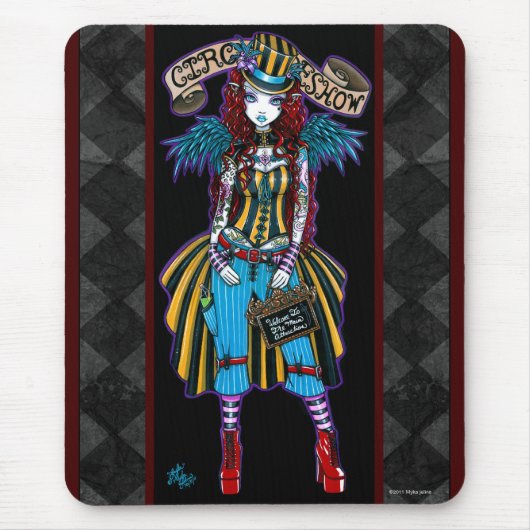 "Layla" Steampunk Circus Tattoo Sideshow Mousepad Muismat (Voorkant)