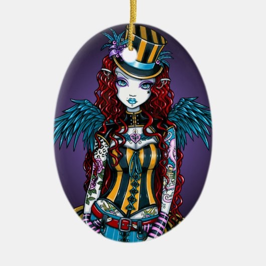 "Layla" Steampunk Circus Tattoo Sideshow Ornament (Voorkant)