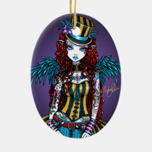 "Layla" Steampunk Circus Tattoo Sideshow Ornament (Achterkant)